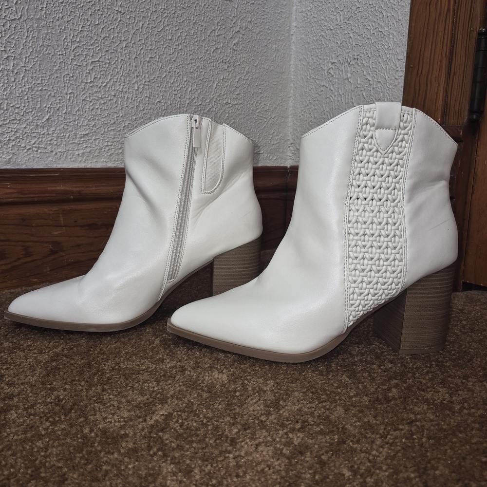 Torrid White Heeled Ankle Boots